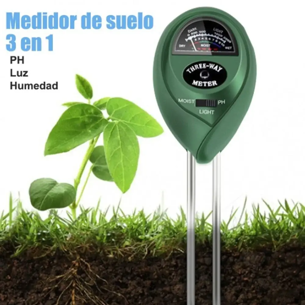 Cuestión de Peces - Medidor 3 en 1 para plantas humedad, ph y luz