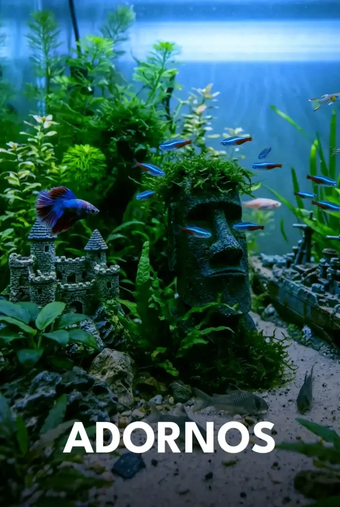 Adornos para acuarios de resina no tóxica y decoraciones temáticas.